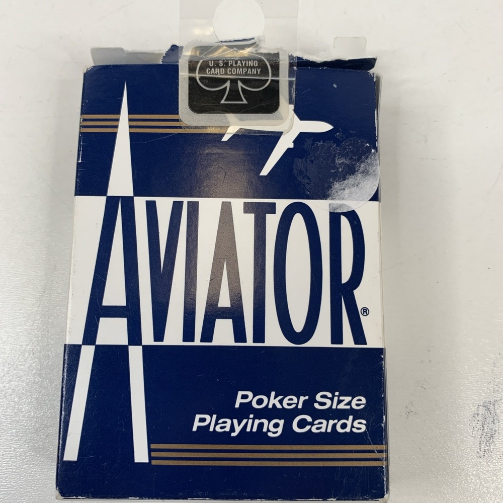 VTG Aviator Playing Cards Navy Blue Box Poker Size #914 Complete Deck USA